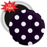 Polka Dots - White on Dark Purple 3  Magnet (10 pack)