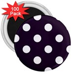 Polka Dots - White on Dark Purple 3  Magnet (100 pack)