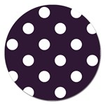 Polka Dots - White on Dark Purple Magnet 5  (Round)