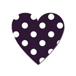 Polka Dots - White on Dark Purple Magnet (Heart)