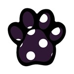 Polka Dots - White on Dark Purple Magnet (Paw Print)