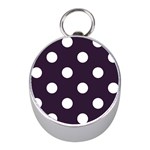 Polka Dots - White on Dark Purple Silver Compass (Mini)