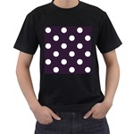 Polka Dots - White on Dark Purple Men s T-Shirt (Black)