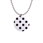 Polka Dots - Dark Purple on White 1  Button Necklace