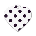 Polka Dots - Dark Purple on White Dog Tag Heart (Two Sides)