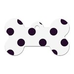 Polka Dots - Dark Purple on White Dog Tag Bone (One Side)