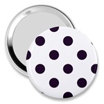 Polka Dots - Dark Purple on White 3  Handbag Mirror