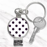 Polka Dots - Dark Purple on White Nail Clippers Key Chain