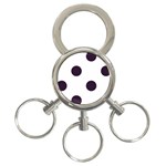 Polka Dots - Dark Purple on White 3-Ring Key Chain