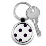 Polka Dots - Dark Purple on White Key Chain (Round)