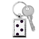 Polka Dots - Dark Purple on White Key Chain (Rectangle)