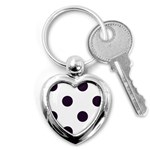 Polka Dots - Dark Purple on White Key Chain (Heart)