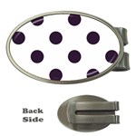 Polka Dots - Dark Purple on White Money Clip (Oval)