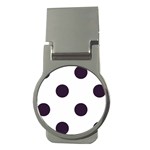 Polka Dots - Dark Purple on White Money Clip (Round)