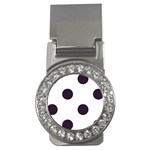 Polka Dots - Dark Purple on White Money Clip (CZ)
