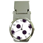 Polka Dots - Dark Purple on White Money Clip Watch
