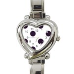 Polka Dots - Dark Purple on White Heart Italian Charm Watch