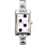 Polka Dots - Dark Purple on White Rectangle Italian Charm Watch