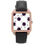 Polka Dots - Dark Purple on White Rose Gold Leather Watch