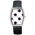 Polka Dots - Dark Purple on White Barrel Style Metal Watch