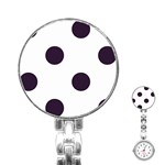 Polka Dots - Dark Purple on White Stainless Steel Nurses Watch