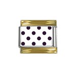 Polka Dots - Dark Purple on White Gold Trim Italian Charm (9mm)