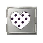 Polka Dots - Dark Purple on White Mega Link Heart Italian Charm (18mm)
