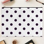 Polka Dots - Dark Purple on White Cosmetic Bag (XXXL)