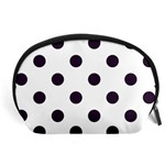 Polka Dots - Dark Purple on White Accessory Pouch (Large)