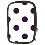 Polka Dots - Dark Purple on White Compact Camera Leather Case