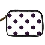 Polka Dots - Dark Purple on White Digital Camera Leather Case