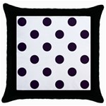 Polka Dots - Dark Purple on White Throw Pillow Case (Black)