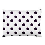 Polka Dots - Dark Purple on White Pillow Case (Two Sides)