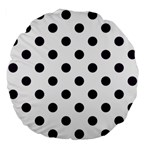 Polka Dots - Dark Purple on White Large 18  Premium Flano Round Cushion
