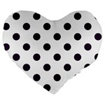Polka Dots - Dark Purple on White Large 19  Premium Heart Shape Cushion