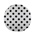 Polka Dots - Dark Purple on White Standard 15  Premium Flano Round Cushion