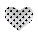 Polka Dots - Dark Purple on White Standard 16  Premium Heart Shape Cushion