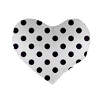 Polka Dots - Dark Purple on White Standard 16  Premium Flano Heart Shape Cushion