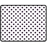 Polka Dots - Dark Purple on White Double Sided Fleece Blanket (Medium) (Two Sides)