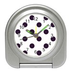 Polka Dots - Dark Purple on White Desk Alarm Clock