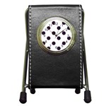 Polka Dots - Dark Purple on White Pen Holder Desk Clock