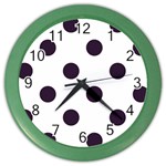 Polka Dots - Dark Purple on White Color Wall Clock