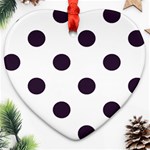 Polka Dots - Dark Purple on White Heart Ornament (Two Sides)