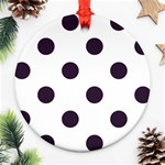 Polka Dots - Dark Purple on White Round Ornament (Two Sides)