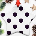 Polka Dots - Dark Purple on White Star Ornament (Two Sides)