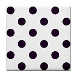 Polka Dots - Dark Purple on White Tile Coaster