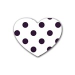 Polka Dots - Dark Purple on White Heart Coaster (4 pack)