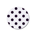 Polka Dots - Dark Purple on White Rubber Coaster (Round)