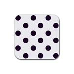 Polka Dots - Dark Purple on White Rubber Coaster (Square)