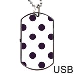 Polka Dots - Dark Purple on White Dog Tag USB Flash (Two Sides)